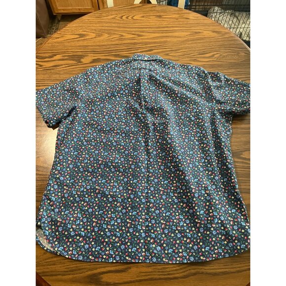 Ralph Lauren blue button front collared floral shirt size XL - Picture 2 of 4